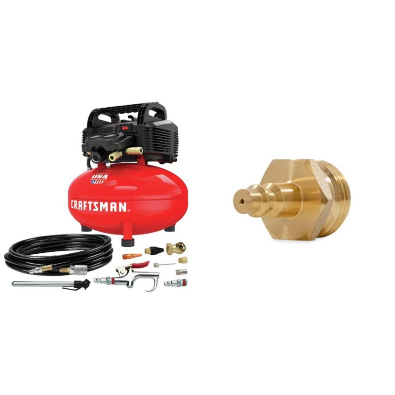 CRAFTSMAN 6 Gallon 150 PSI Oil-Free Pancake Air Compressor and Accessories + Camco Blow Out Plug