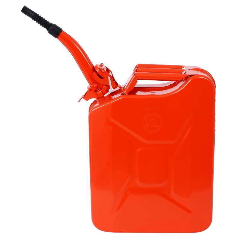 Imerelez 20 Liter 5 Gallon Gas Can Jerry Can with Flexible Spout, Portable Fuel Can Tank Steel Fuel Can, Fuels Gasoline Cars, Trucks, Equipment, 3PCs/set (Red) - Image 5