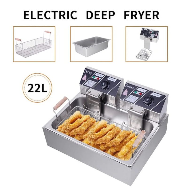 Bornmio 【Replace the old encoding 64372676】Eh83O 110V Oil Consumption 12.7Qt/12L Oil Pan Total Capacity 23.26Qt/22L Stainless Steel Large Single-Cylinder Electric Fryer 5000W Max - Image 2