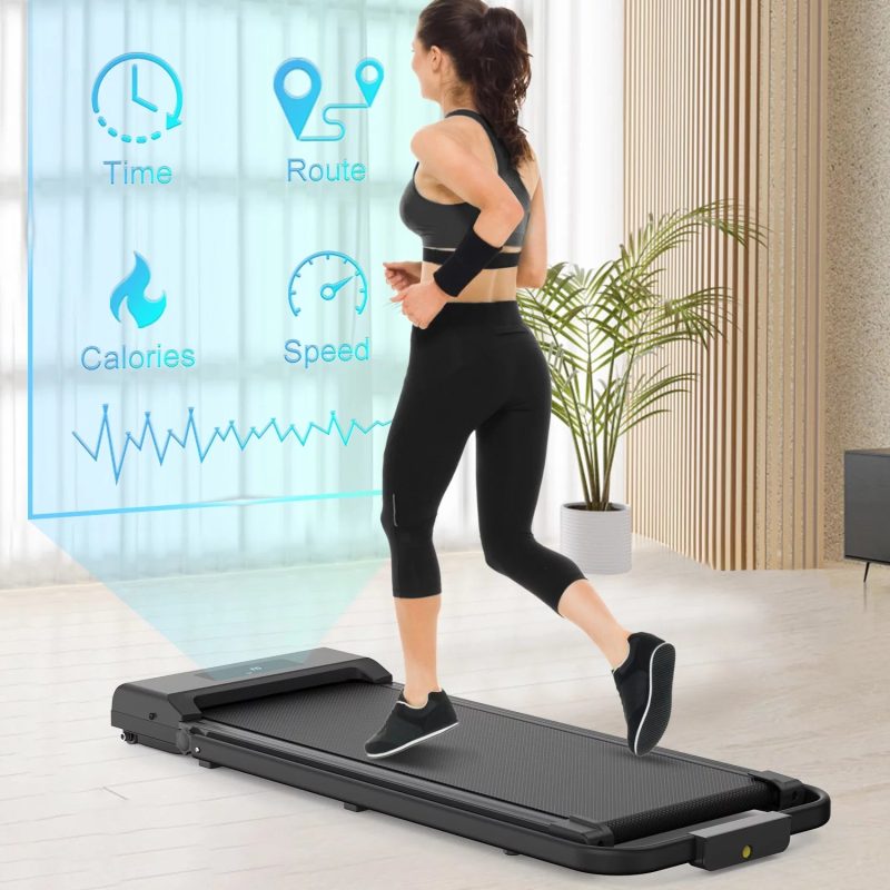 Bigzzia 2 in 1 Under Desk Treadmill, 2.5HP No Installation Portable Handrail Treadmills Running Machine, 6.25MPH, Treadmill with LED Display and Wireless Remote Control for Home/Office, 265 Lb - Image 5