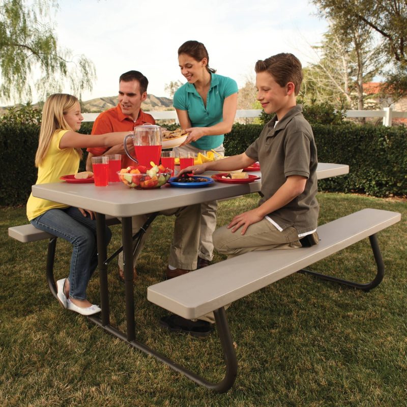 Lifetime 6 Foot Folding Picnic Table, Putty, 22119 - Image 2