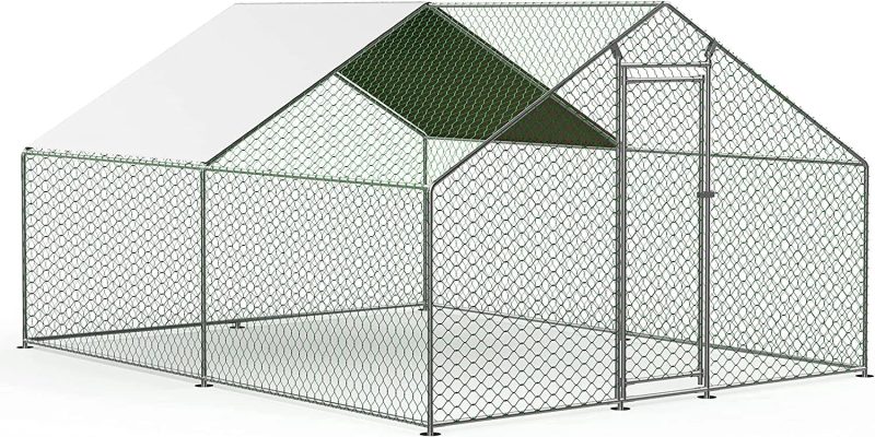 Large Chicken Coop Metal Chicken Runs for Yard, 10' Walk in Chicken Coop Cage Chicken Pen Poultry Cage with Waterproof & Anti-UV Cover Heavy Duty Rabbit Hutch Duck Cage for Outdoor, Backyard and Farm - Image 13