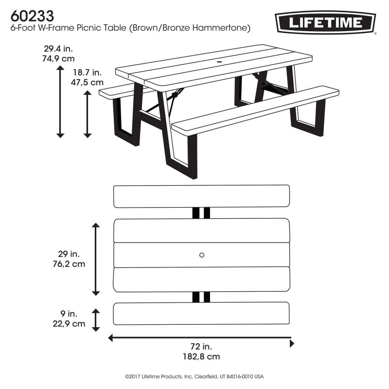 Lifetime 6-Foot W-Frame Folding Picnic Table, 60233 - Image 4