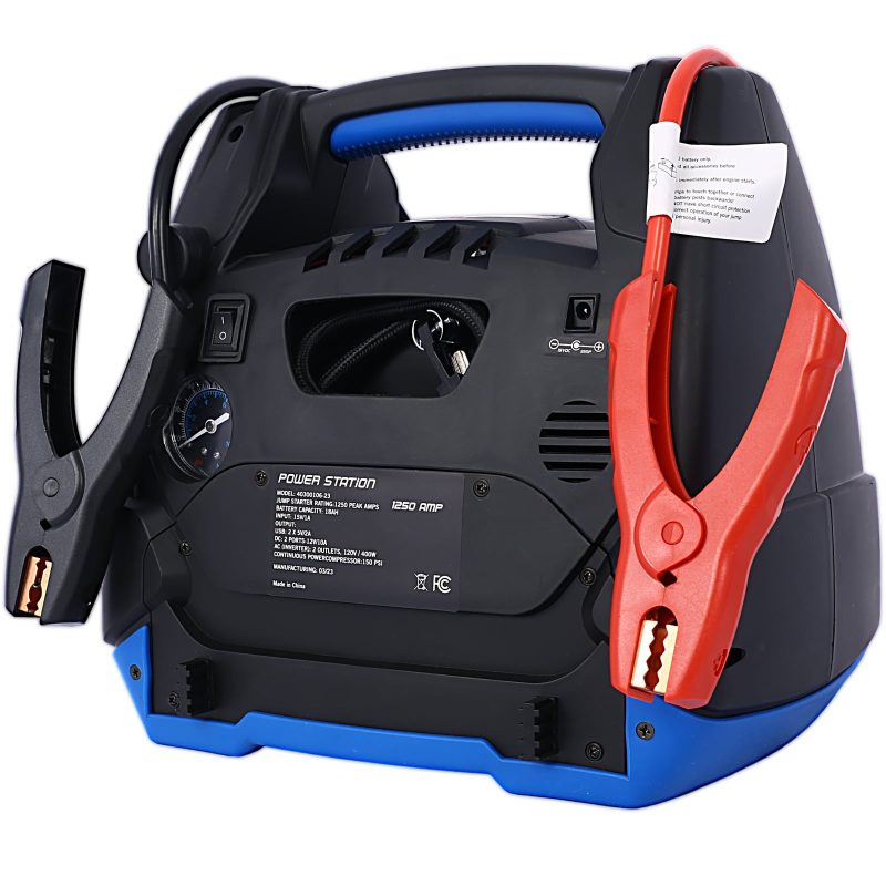 Rechargeable Jump Starter for Gas Diesel Vehicles - 1800 Amps with Air Compressor and AC, 12V DC, USB Power Station - Image 8