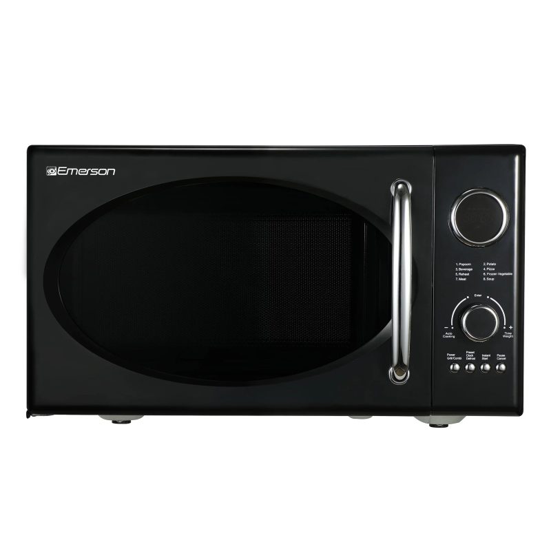 Emerson 0.9 Cu Ft, 800W Retro Black Microwave Oven with Grill, MWRG0901BK