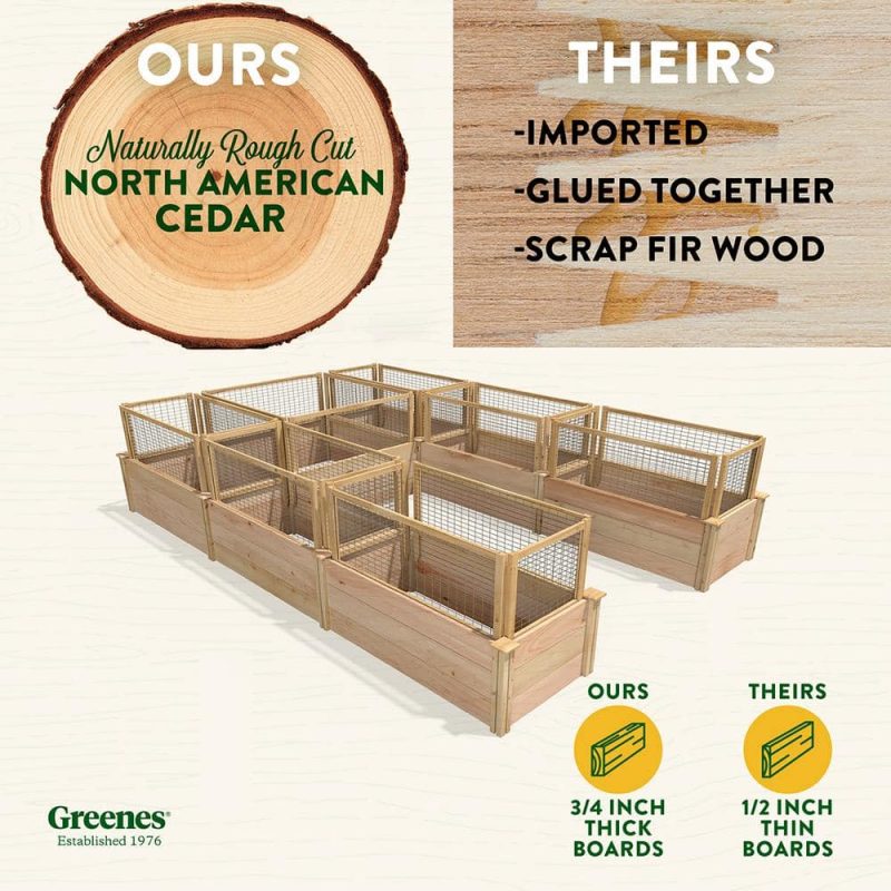 Greenes Fence 8 ft. x 12 ft. x 16.5 in. Premium Cedar U-Shaped Raised Garden Bed with CritterGuard Fencing RCUSB8X12CG - Image 2