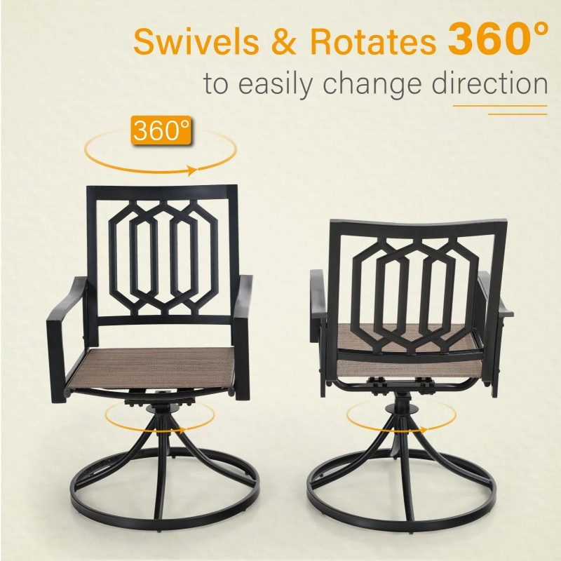 Sophia & William Outdoor Patio Swivel Dining Chair - Textilene - Set of 2 - Image 5