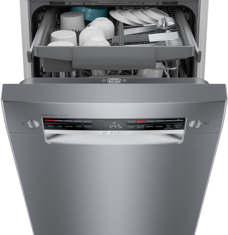 Bosch - 300 Series 18" Front Control Smart Built-In Dishwasher with 3rd Rack and 46 dBA - Silver - Image 12