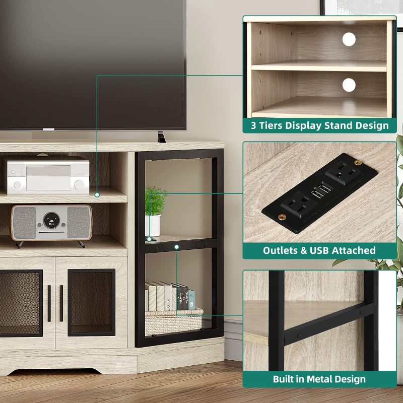 YITAHOME Farmhouse Entertainment Console Cabinets - Image 5