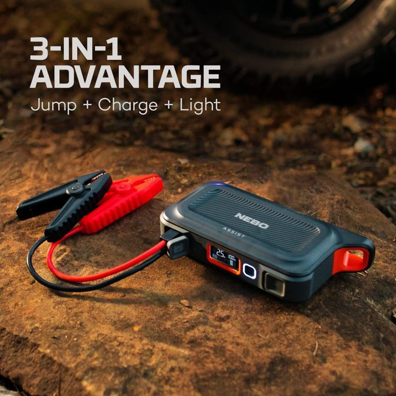 NEBO 3-in-1 Assist Jump Starter, Power Bank, and Floodlight, Portable Emergency Kit Car Jump Starter, and 200 Lumen Floodlight Keep You Prepared and Safe for Emergency Roadside Situations - Image 6