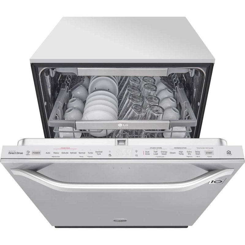 LG - STUDIO 24" Top Control Built-In Dishwasher with TrueSteam, Light, 3rd Rack, 40dBA - Stainless steel - Image 5