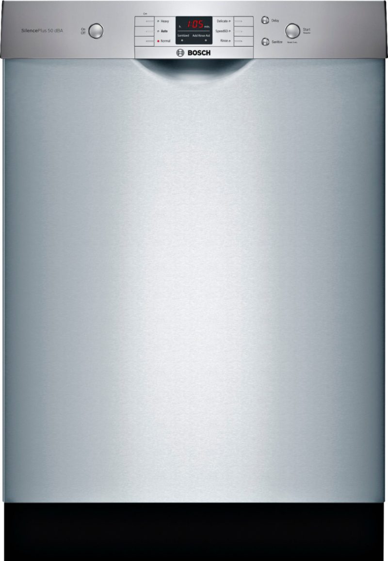 Bosch - 100 Series 24" Front Control Built-In Dishwasher with Hybrid Stainless Steel Tub - Stainless steel