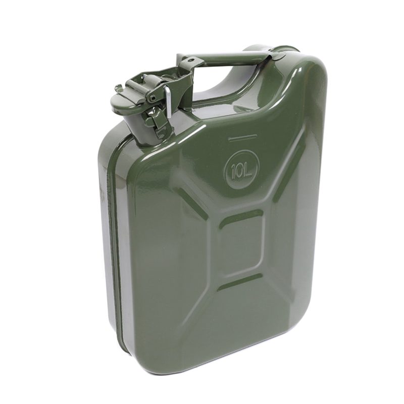 MoreChioce 10L Green Metal Jerry Can Store Container with Fixed Spout for Petrol Oil Water Alcohol - Image 5