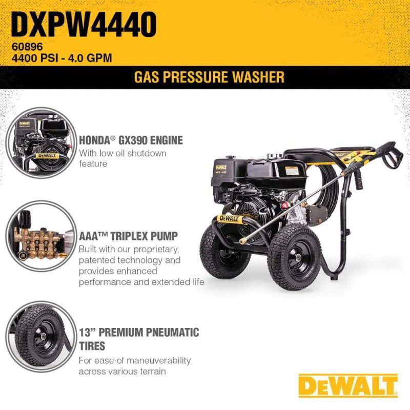 DEWALT 4400 PSI 4.0 GPM Cold Water Gas Pressure Washer with HONDA GX390 Engine (49-State) DXPW4440 - Image 3