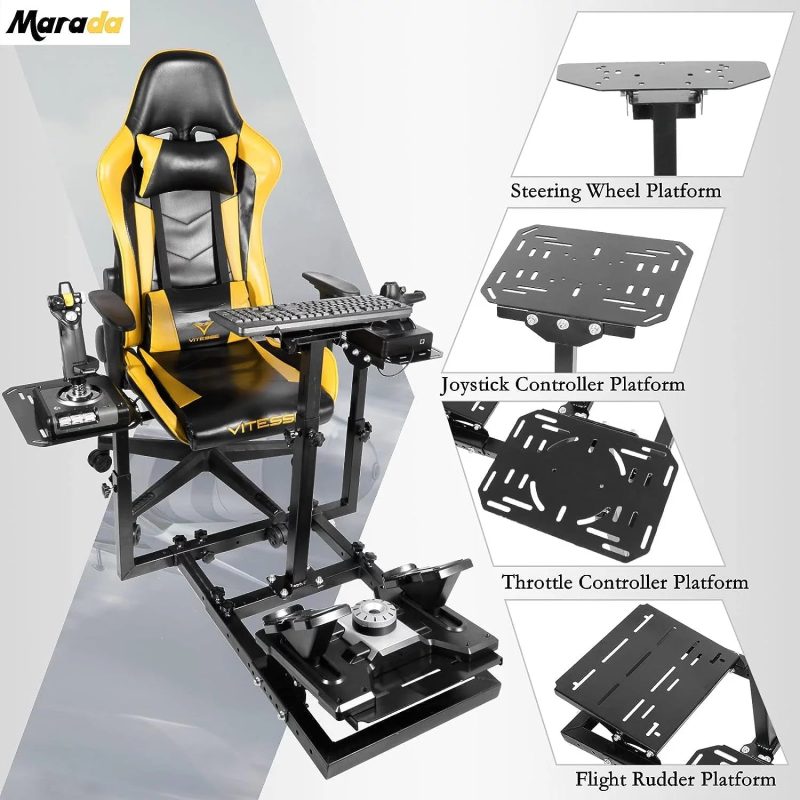 Marada Flight Simulator Cockpit Racing Wheel Stand Adjustable Fit for Thrustmaster HOTAS Warthog - Image 6