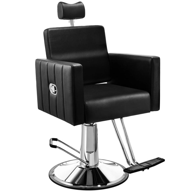 Baasha Reclining Salon Chair for Hair Stylist, Barber Chair All Purpose Styling Chair with Heavy Duty Hydraulic Pump, Reclining Barber Chair Spa Equipment - Black - Image 2