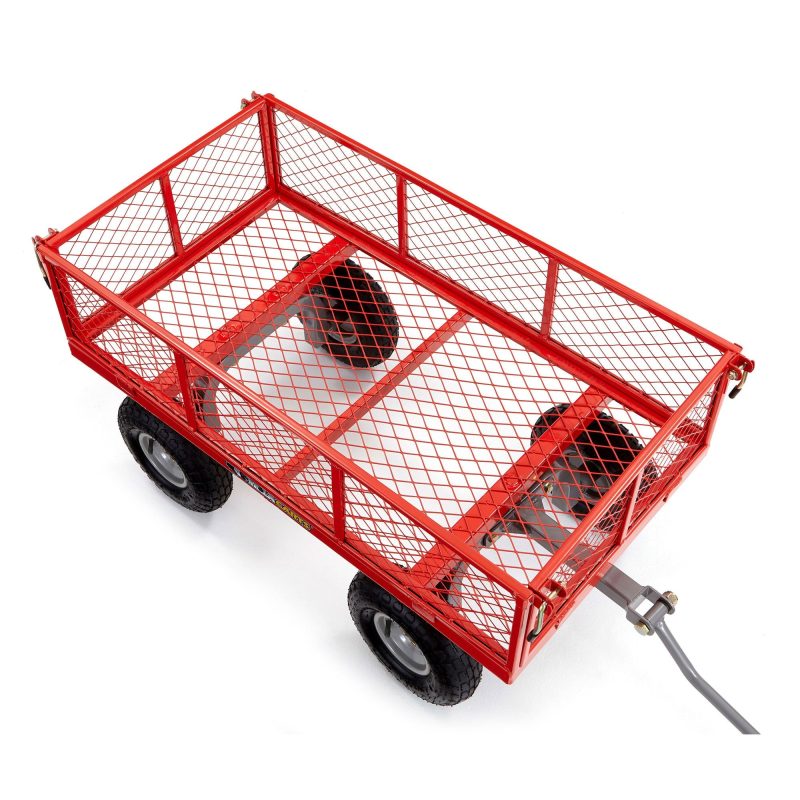 Gorilla Cart 800 Pound Capacity Heavy Duty Steel Mesh Utility Wagon Cart, Red - Image 4