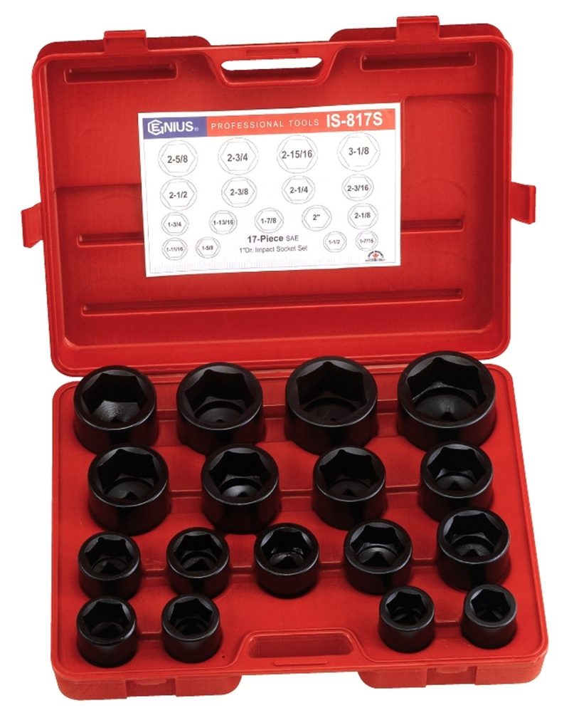 Genius Tools 17 Piece 1" Dr. SAE Impact Socket Set (CR-Mo) - IS-817S