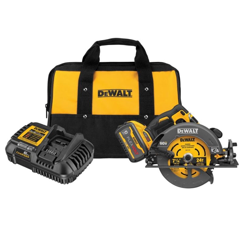 FLEXVOLT 60V MAX Cordless Brushless 7-1/4 in. Circular Saw with Brake with (1) FLEXVOLT 9.0Ah Battery DCS578X1