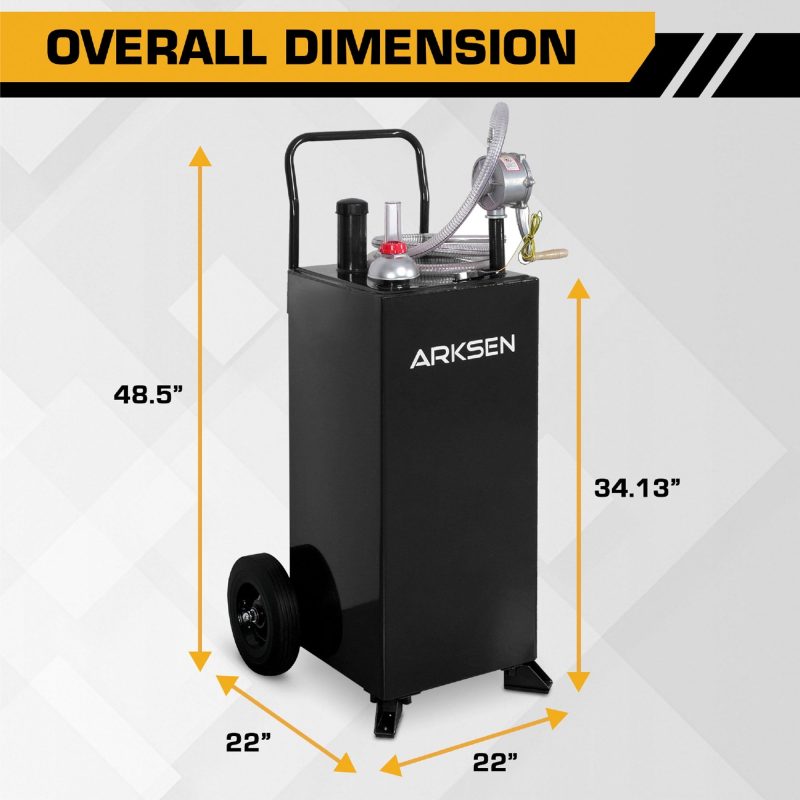 Arksen 30 Gallon Portable Fuel Transfer Gas Can Caddy Storage Gasoline Tank Heavy Duty 30-Gallons Capacity- Black - Image 7