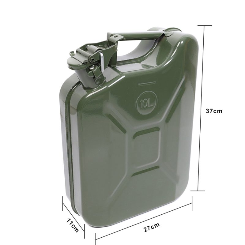 MoreChioce 10L Green Metal Jerry Can Store Container with Fixed Spout for Petrol Oil Water Alcohol - Image 4