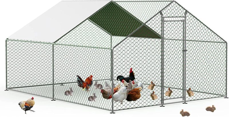 Large Chicken Coop Metal Chicken Runs for Yard, 10' Walk in Chicken Coop Cage Chicken Pen Poultry Cage with Waterproof & Anti-UV Cover Heavy Duty Rabbit Hutch Duck Cage for Outdoor, Backyard and Farm - Image 10