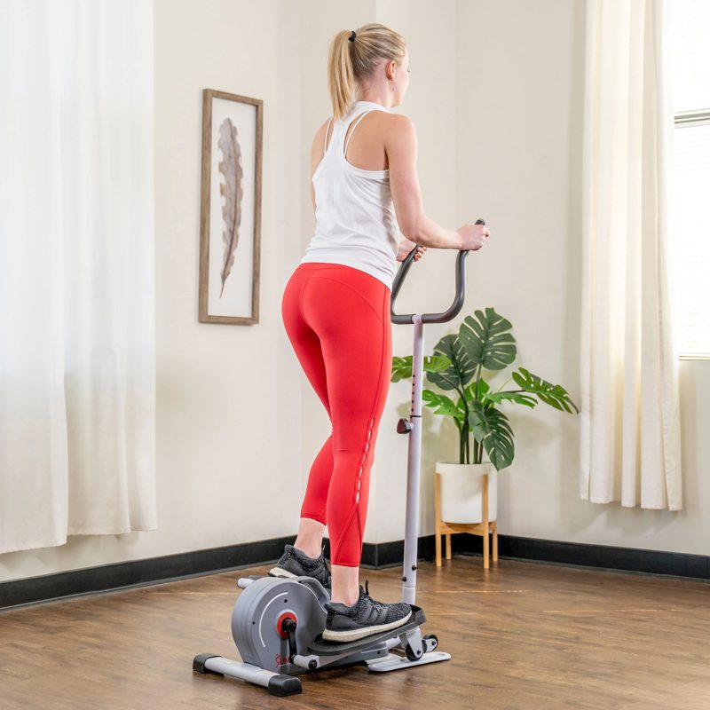 Sunny Health & Fitness Compact Magnetic Standing Elliptical Machine w/ Handlebars - Portable Workout Stepper for Home, SF-E3988 - Image 15