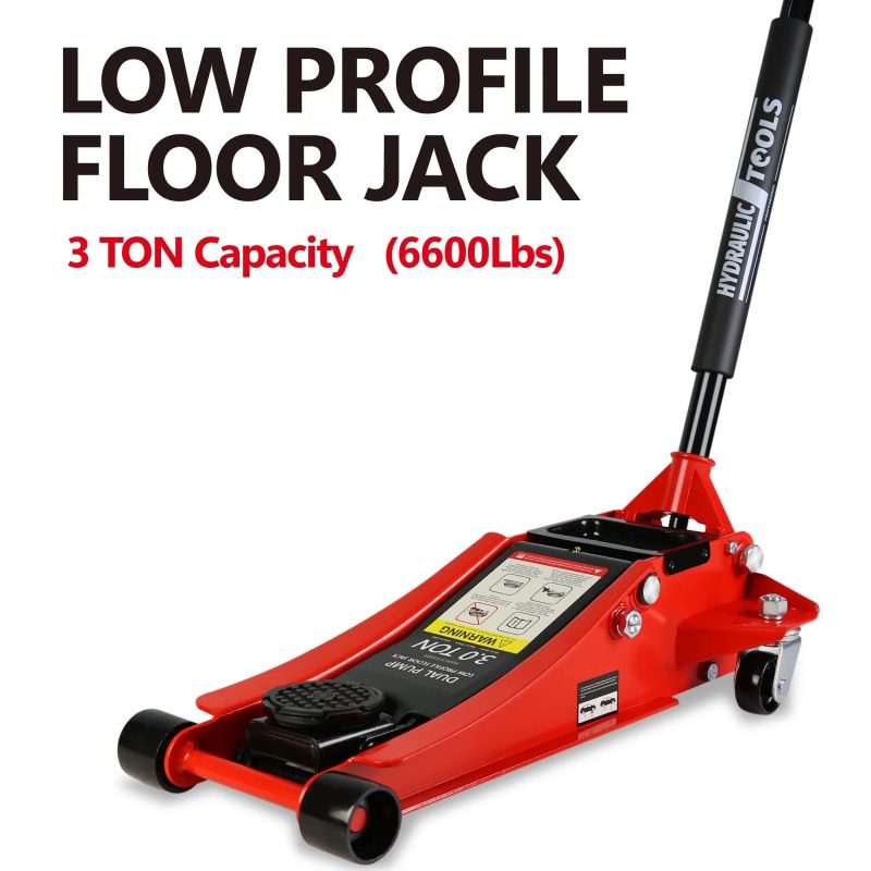 Low Profile Floor Jack, Seizeen 3 Ton(6600 lbs) Trolley Jack Dual Lift Pump, Quick Lift 3-3/10" - 18-4/20", Heavy-Duty Steel Jack with 45''L Extended Handle, Car Jack w/Wheels, Rubber Saddle, Red - Image 12