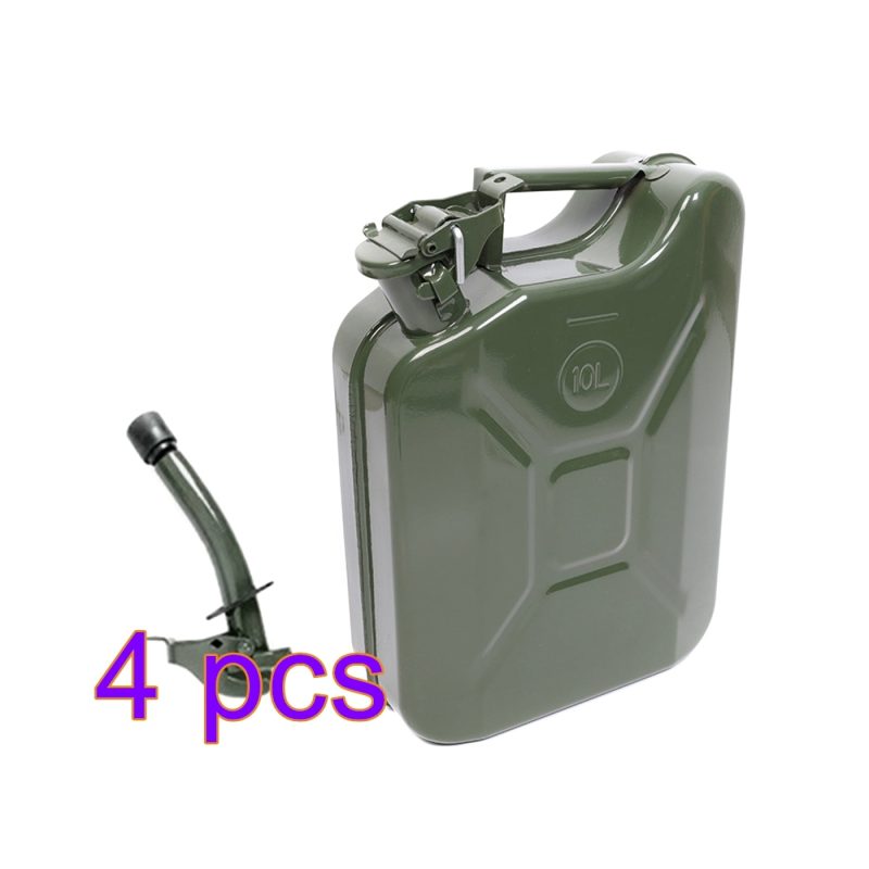 MoreChioce 10L Green Metal Jerry Can Store Container with Fixed Spout for Petrol Oil Water Alcohol - Image 2