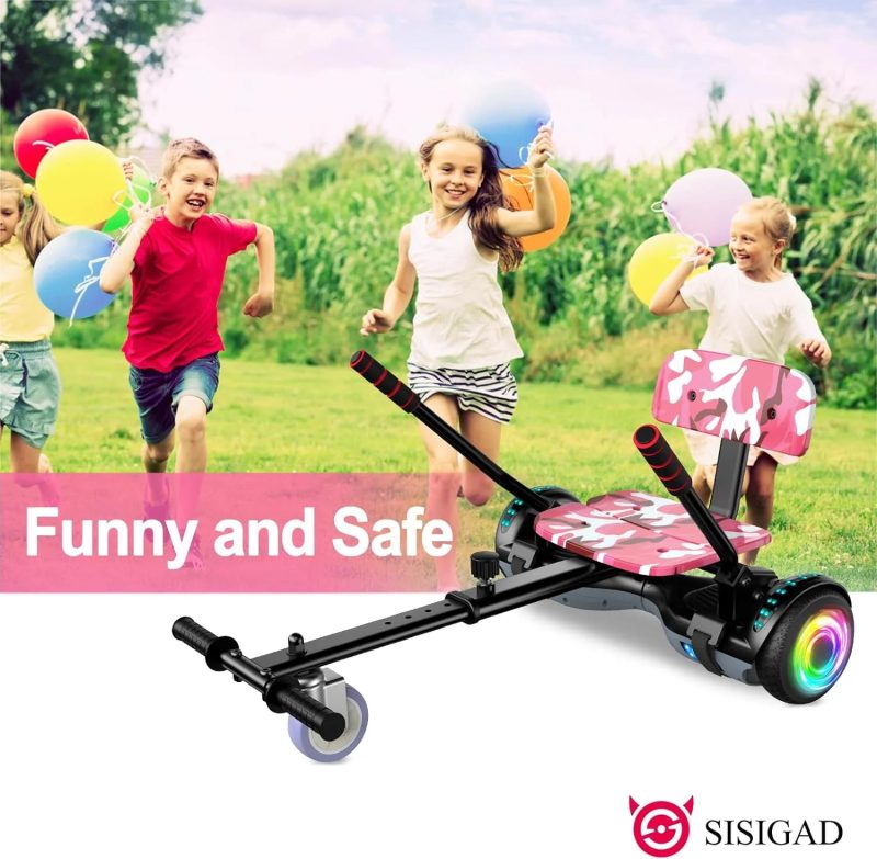 SISIGAD Electric Hoverboard and Kart Combo, Hoverboard with Go Kart Kit, 6.5 inch Wheels with LED Lights for Kids - Image 4