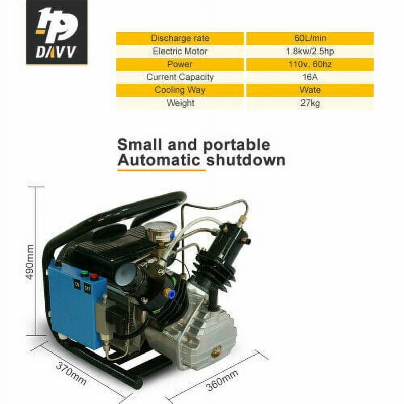 110V 2.2KW 3HP 4500psi Air Compressor for PCP Paintball Tank Filling Portable - Image 2