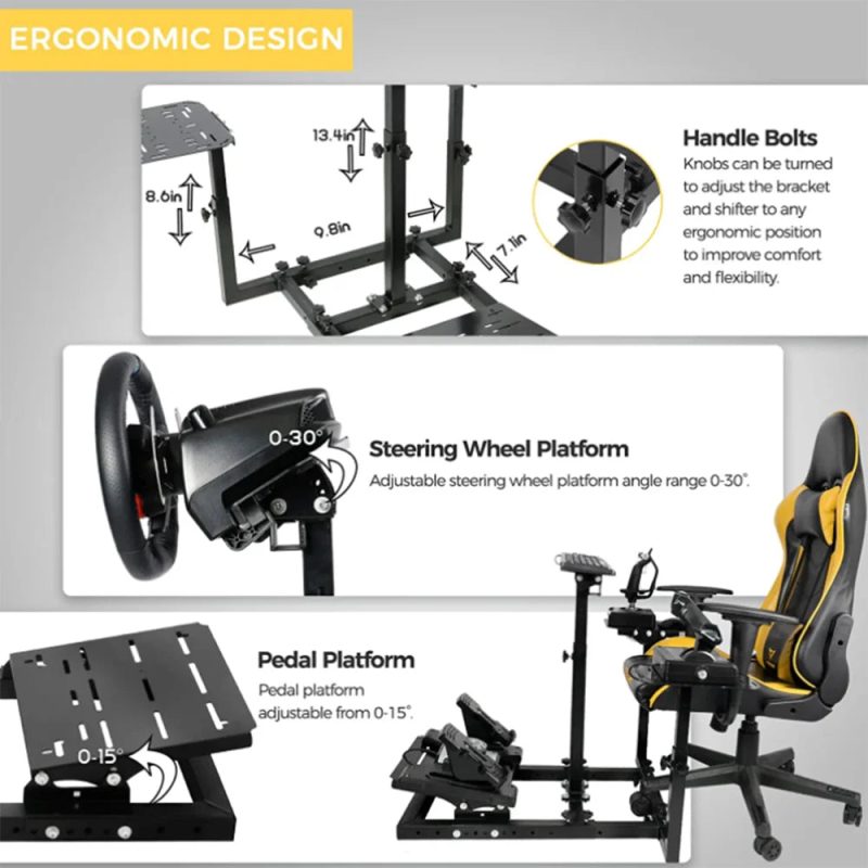 Marada Flight Simulator Cockpit Racing Steering Stand Adjustable Fit for Thrustmaster HOTAS Warthog - Image 4