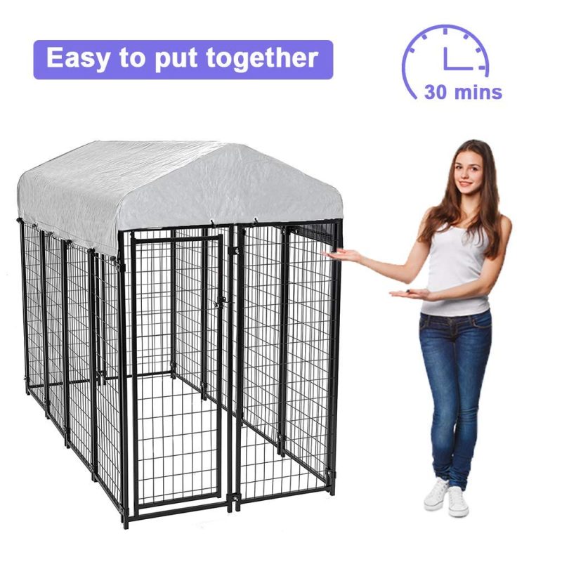 BestPet 8 x 4 x 6 Ft Dog Kennel Outdoor Dog Pen Playpen House Heavy Duty Dog Crate Metal Galvanized Welded Pet Animal Camping Cage Fence with UV-Resistant Waterproof Cover and Roof - Image 6