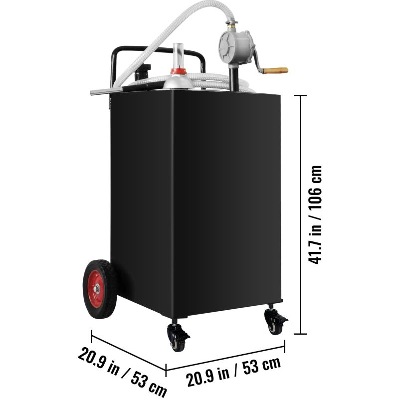 BENTISM Fuel Caddy Fuel Storage Tank 35 Gallon 4 Wheels with Manuel Pump, Black - Image 8