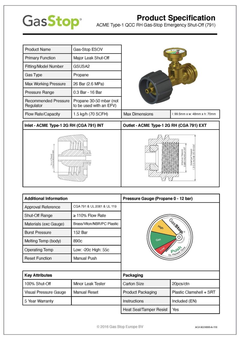 ACME GasStop RV Propane Emergency Valve - GSUSA2 - Image 2