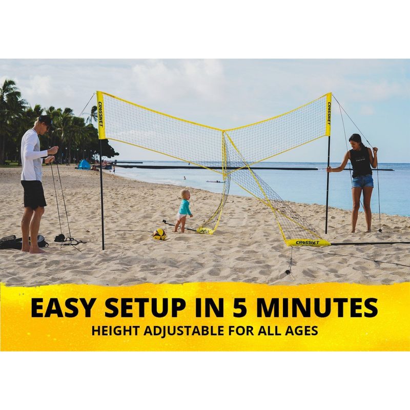 Crossnet 4 Way Adjustable Volleyball Net and Volleyball Game Set (Open Box) - Image 9