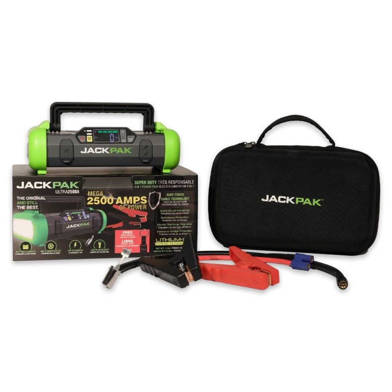 JackPak 2500 Amp Portable 4-1 Jump Starter, Air Compressor, Flashlight & Charger, USB - Image 8