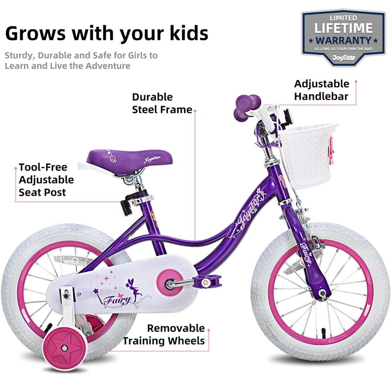 Fairy 16 Inch Kids Bike w/ Training Wheels for Ages 4 to 7, Purple (Open Box) - Image 8