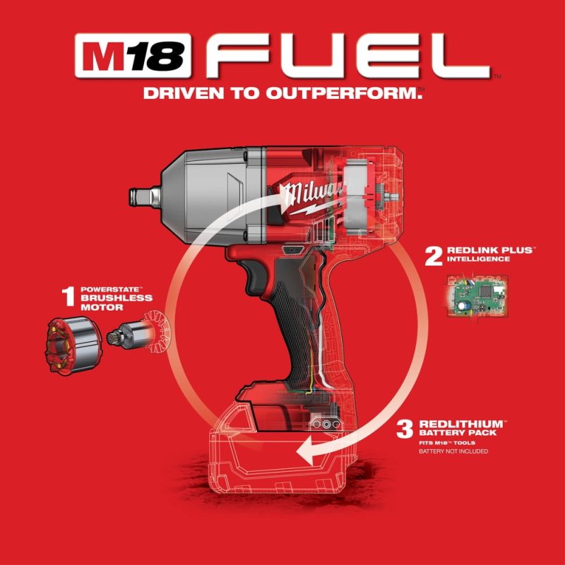 Milwaukee M18 FUEL 18-Volt Lithium-Ion Brushless Cordless 1/2 in. Impact Wrench with Friction Ring (Tool-Only) - Image 4