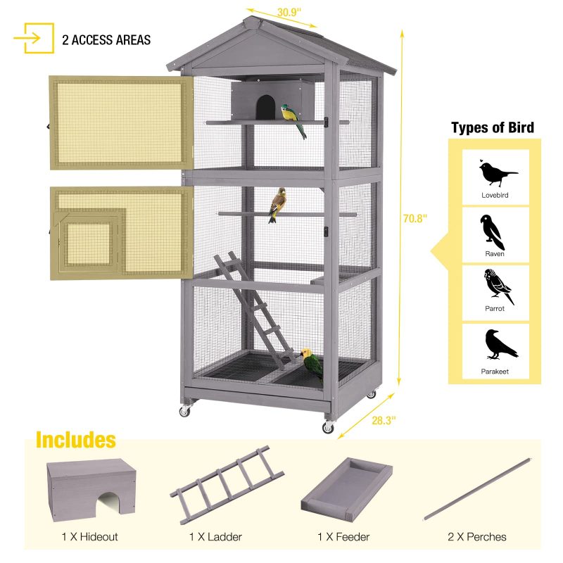 Wooden Outdoor Parakeet Netting Removable - Image 6