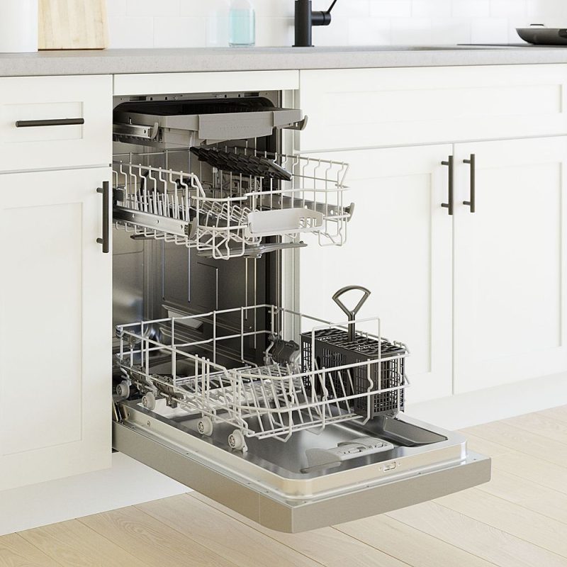 Bosch - 300 Series 18" Front Control Smart Built-In Dishwasher with 3rd Rack and 46 dBA - Silver - Image 5