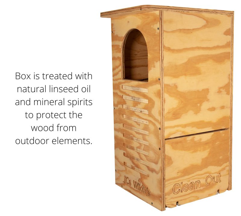 JCs Wildlife Barred Owl Nesting Box - Treated Exterior Grade Plywood - Mounting Hardware and Pine Shavings Included - Dedicated Clean Out Door for Easy Cleaning - Made in The USA - Image 4