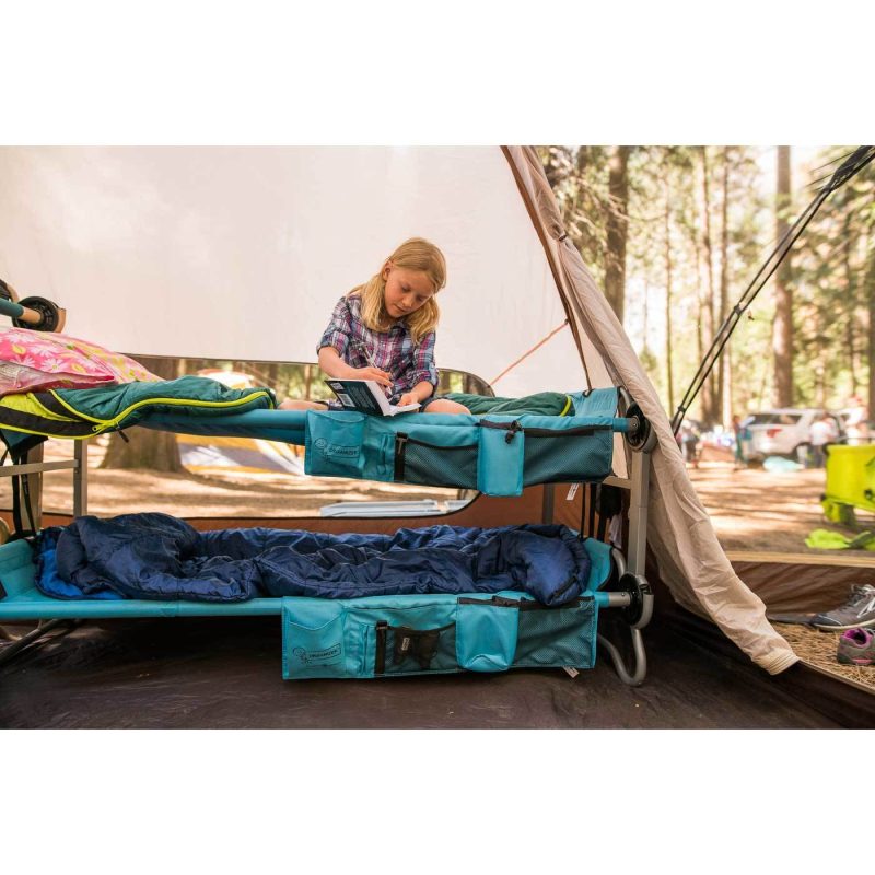 Disc-O-Bed Youth Benchable Camping Cot with Organizers, Teal Blue - Open Box - Image 10