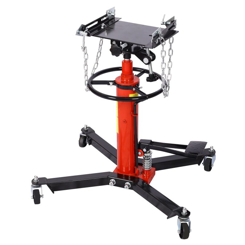 2 Stage 1660lbs Telescopic Transmission Jack with Pedal 360° Swivel Wheel Adjustable Height Hydraulic Jack for Car Lift 0.75 Ton, Red - Image 13