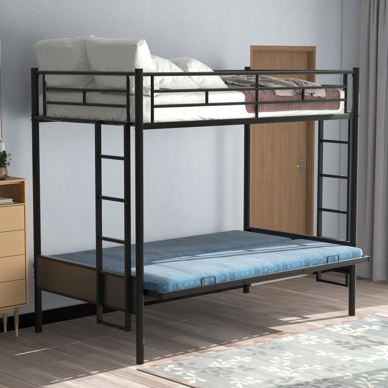 Merax Twin-over-Full Futon Metal Bunk Bed for Children's Bedroom - Image 2