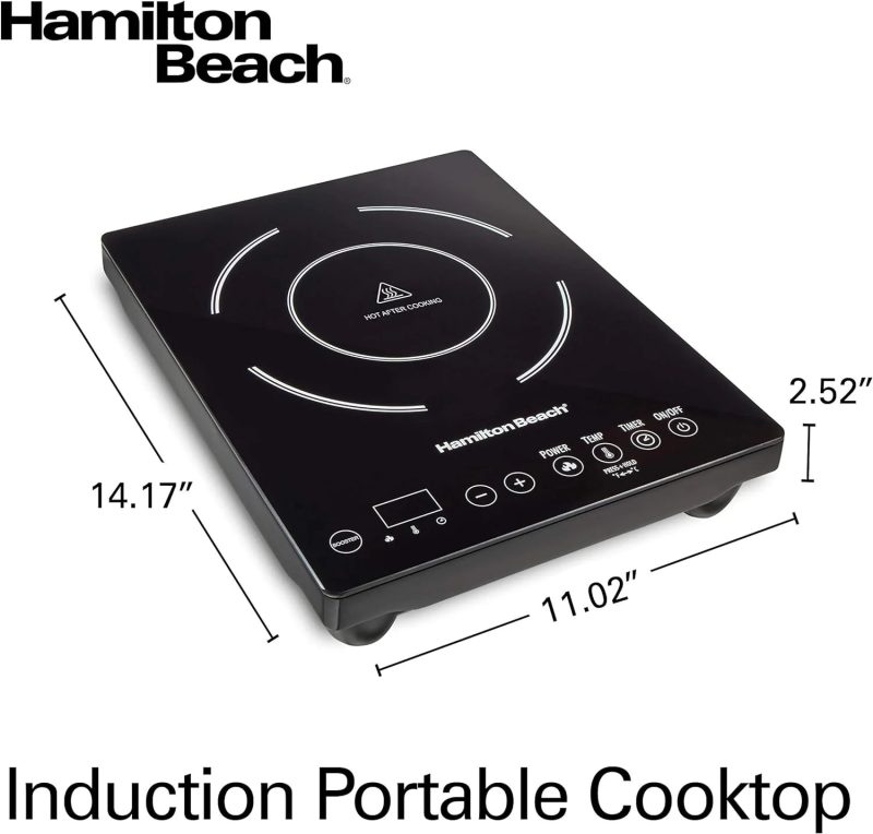 Portable Single Induction Cooktop Countertop Burner Hot Plate with Fast Heating Mode, 1800 Watts, 10 Temperature Settings up to 450F, Black (34104) - Image 7