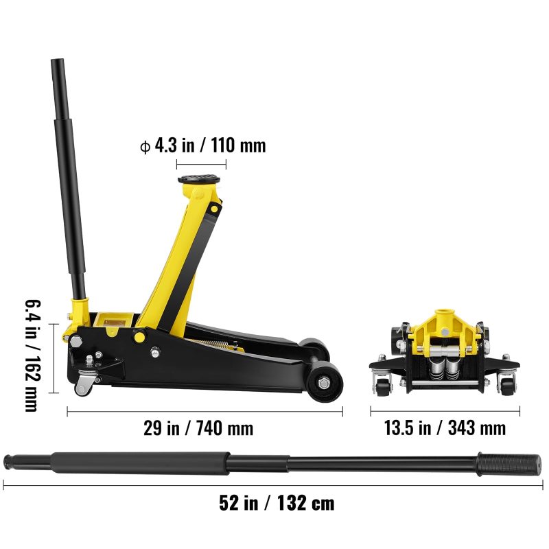 BENTISM Low Profile Floor Jack 4 ton Heavy Duty Steel Dual Piston Rapid Pump - Image 7