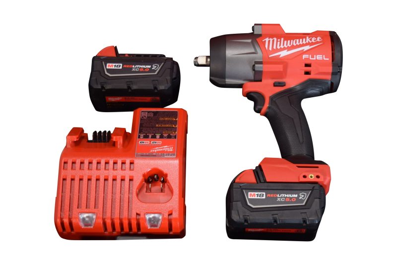 Milwaukee 2967-22R 18V 1/2" Cordless Lithium-Ion Friction Ring High Torque Impact Wrench Kit with (2) 5Ah XC Resistant Battery, Charger & Tool Case