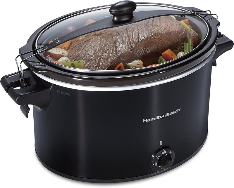 Hamilton Beach Slow Cooker， Extra Large 10 Quart， Stay or Go Portable With Lid Lock， Dishwasher Safe Crock， Black (33195)