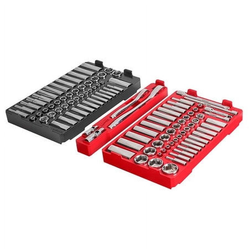 Milwaukee 48-22-9486 106-Piece 1/4 in. and 3/8 in. SAE and Metric Ratchet and Socket Set with PACKOUT Low-Profile Organizer - Image 6